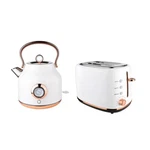 Megachef 1.7 Liter Electric Retro Tea Kettle And 2 Slice Toaster Combo In Black New. Price: $99.00.