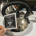 Brandani Stainless Steel Tea Kettle Shiny Silver Black Faux Soft Touch Handle New. Price: $50.00.