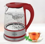 Eurostar 1.2L Glass Electric Kettle Red Cordless 360 Base EGK121RD Open. Price: $23.50.