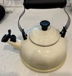 Vintage Creuset Whistling Tea Kettle Pot 1.7 Qt White Enamel Steel, Cream Used. Price: $34.00.