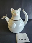 Vtg Copco Metal Cat Mouse Tea Water Kettle 2.5 Quart White Enamel 2503-51 Used. Price: $52.00.