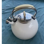Kitchenaid Vintage White Whistling Tea Kettle Enamel Stainless Steel Handle Used. Price: $16.00.
