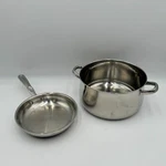 Potobelo Stainless Steel 8IN Frying Pan & Chefs Pride 6QT Stock 3 Ply Base Used. Price: $41.03.