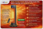 Space Heater, Paris Rhone 1500W Oscillating Electric W/ Remote F5 New. Price: $89.99.