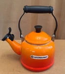 Creuset Orange Enamel On Steel 1.25 Quart Demi Tea Kettle Pot Used. Price: $42.50.