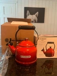 Creuset Enamel On Steel 1.25 Quart Demi Tea Kettle, Cerise- New. Price: $69.99.