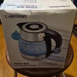 Chefman Rapid-boil Cordless Electric Kettle 1.2L Glass Stainless RJ11-12 Led Open. Price: $16.20.