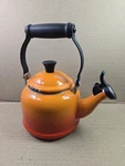 Creuset 1.25 Qt Whistling Tea Kettle Flame Orange Enameled Steel Used Read!!. Price: $20.00.