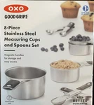 Oxo Good Grips 8 Piece Stainless Steel Measuring Cups And Spoons New. Price: $33.99.