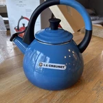 New Creuset Enamel Steel 1.6 Qt Oolong Tea Kettle, Marseille Blue Whistle. Price: $91.75.