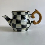 Mackenzie-childs Vintage Courtly Check Enamel Creamer With Wooden Handle Used. Price: $69.99.