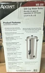 Coffee Adcraft WB-100AUTOMATIC Hot Water Boiler 100CUP 120V 1350WSTAINLESS Steel New. Price: $110.00.