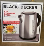 Black+decker 1.7L Cordless Electric Kettle, Premium Texture, Water Window, Rapid New. Price: $50.00.