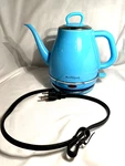 Mcm Anfilank Gooseneck Electric Kettle Teapot Teal Turquoise Blue 1500 W. Works! Used. Price: $24.95.