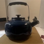 Martha Stewart Blue Enamel Steel Whistling Tea Kettle 2.5 Qt Ergonomic SME10117 Used. Price: $19.52.