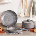 Non Stick Pot Pan Set With Removable Handle, 5 Pcs Gray, New. Price: $59.70.