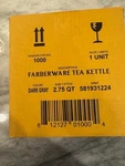 Farberware 2.75 Quart Porcelain Enamel Tea Kettle New. Price: $34.00.