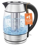 Chefman Power Infusion 1.8L Electric Glass Kettle 1500 Watts RJ11-18-TI-V2-WM Open. Price: $20.00.