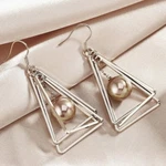 Thick 18K Coffee Gold Filled Created Pearl Modern 3D Triangle Dangle Earrings New. Price: $22.46.