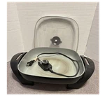 Bella Electric Skillet Black Silver Glass Lid Non-stick Temperature Control Used. Price: $17.99.