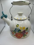 Pioneer Woman 'blooming Bouquet' Tea Kettle, Enamel Steel 2QT White Read Used. Price: $19.75.