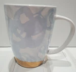 Pinky Up Bailey Ceramic Tea Mug Light Blue Watercolor Abstract Flowers Gold Used. Price: $8.99.