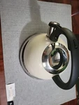 Mr. Coffee Claredale Stainless Steel Whistling Tea Kettle, White Open. Price: $14.95.