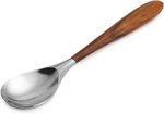 Nambe Curvo Collection Stainless Steel Serving Spoon, Acacia Wood Handle 13" New. Price: $34.00.