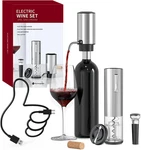 Circle Joy Electric Wine Opener Set 4-IN-1 With Rechargeable Silver New. Price: $49.34.
