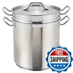 Winco 16QT S/s Double Boiler W/cover SSDB-16 New. Price: $171.52.