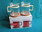 Vtg Bodum Set Of 2 Tea Glasses & Cork Coasters 6.8 Oz Borosilicate Denmark New. Price: $29.98.