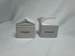 Crate & Barrel Sugar Bowl Creamer Set White Porcelain Modern Minimalist Used. Price: $15.30.