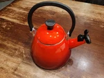Creuset 1.7 Quart Kone Tea Kettle, Cherry Red Deep Orange Works Great Used. Price: $65.00.